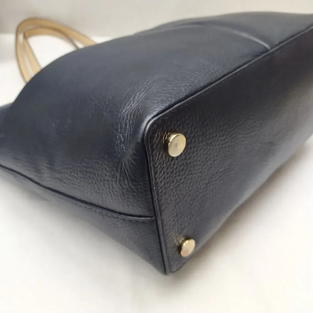 Michael Kors Bedford Midnight Blue Pebbled Leather Pocket Tote Bag - Picture 8 of 16
